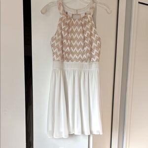 Chic Juniors Dress in Ivory and Tan